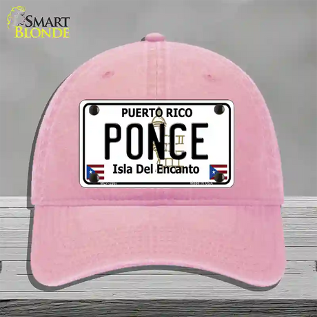 Ponce Puerto Rico Novelty License Plate Hat Unconstructed Cotton / Pink