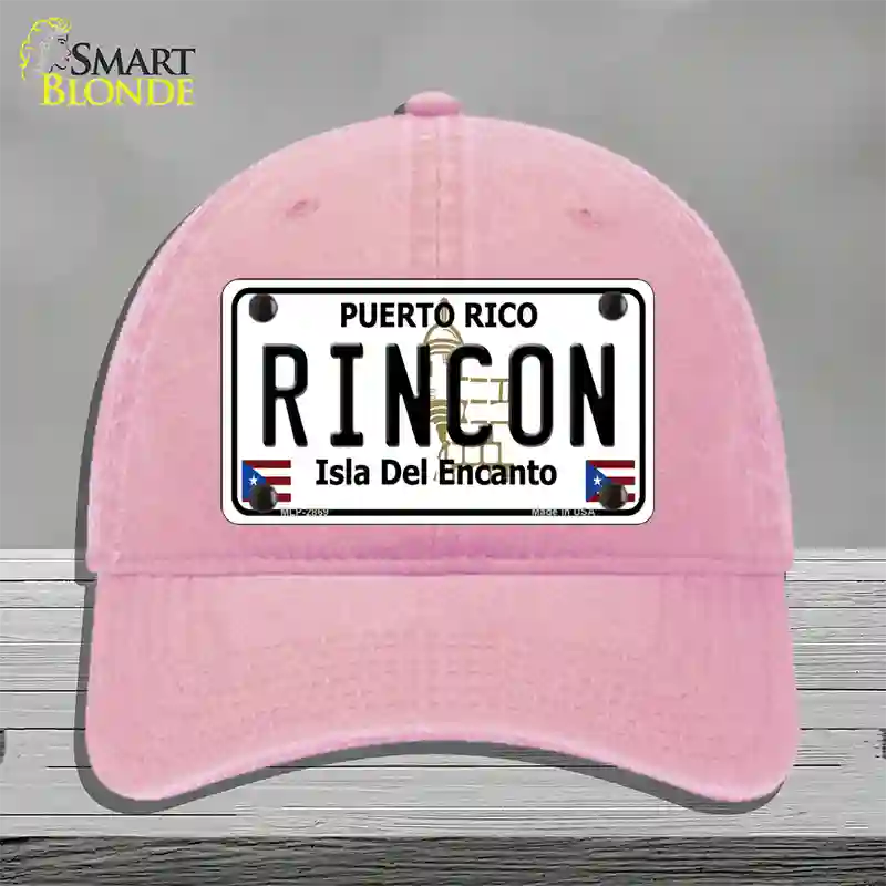 Rincon Puerto Rico Novelty License Plate Hat Unconstructed Cotton / Pink