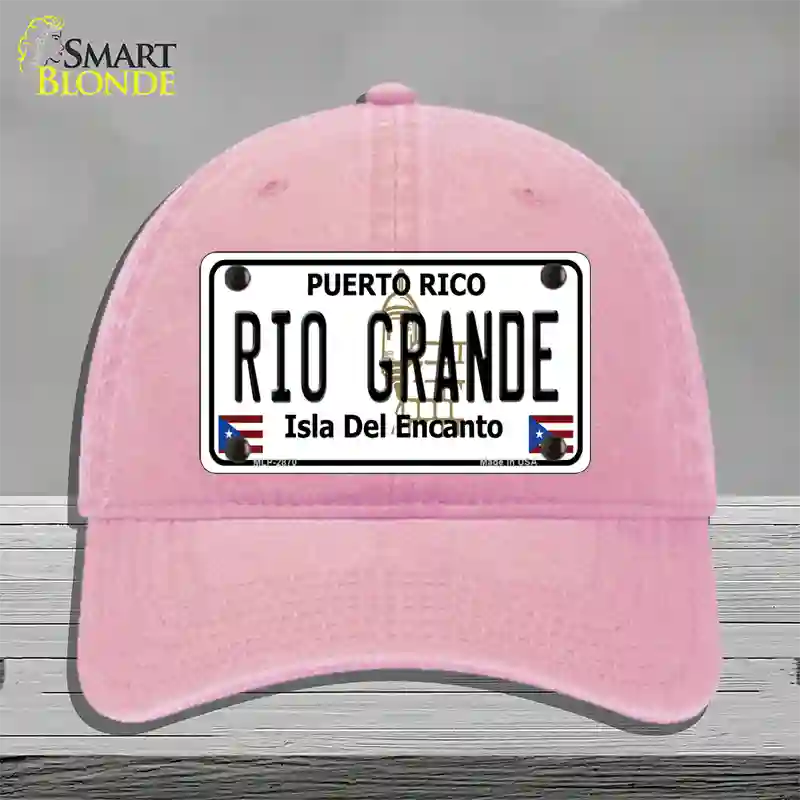 Rio Grande Puerto Rico Novelty License Plate Hat Unconstructed Cotton / Pink