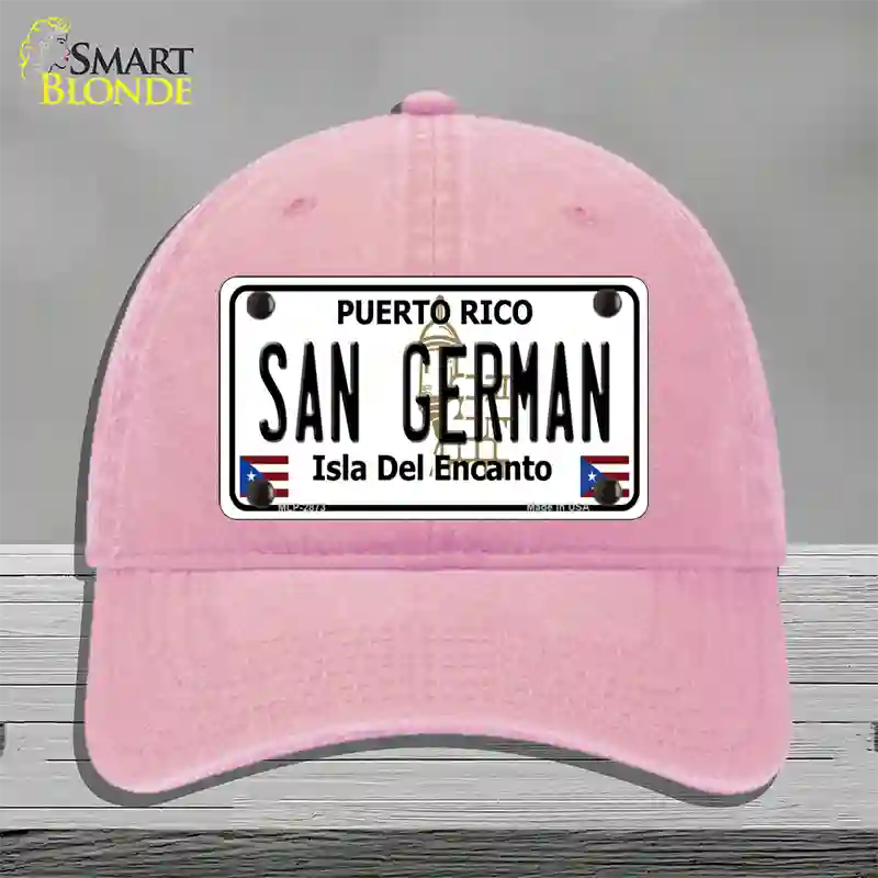 San German Puerto Rico Novelty License Plate Hat Unconstructed Cotton / Pink