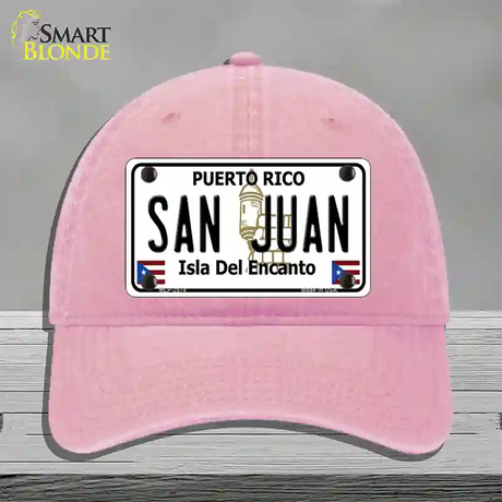 San Juan Puerto Rico Novelty License Plate Hat Unconstructed Cotton / Pink