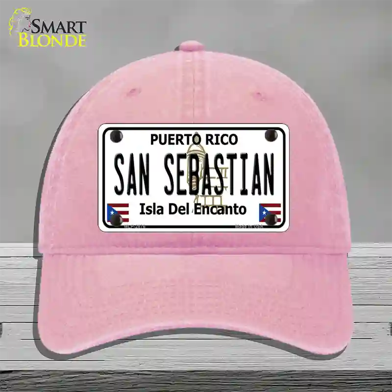 San Sebastian Puerto Rico Novelty License Plate Hat Unconstructed Cotton / Pink