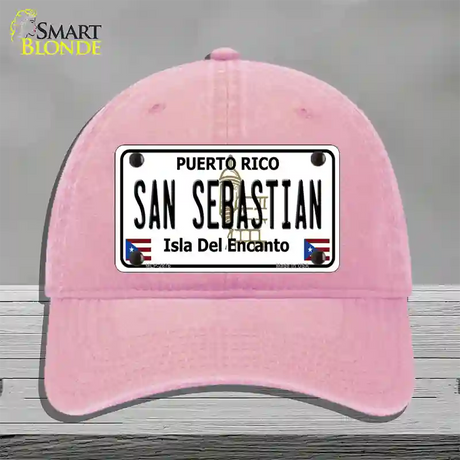 San Sebastian Puerto Rico Novelty License Plate Hat Unconstructed Cotton / Pink