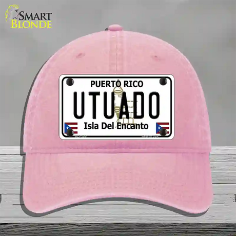 Utuado Puerto Rico Novelty License Plate Hat Unconstructed Cotton / Pink