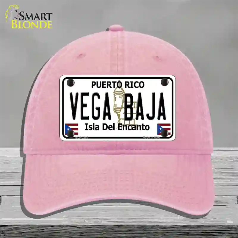 Vega Baja Puerto Rico Novelty License Plate Hat Unconstructed Cotton / Pink