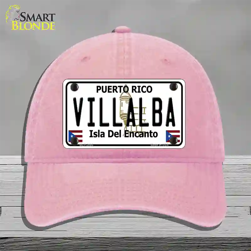 Villalba Puerto Rico Novelty License Plate Hat Unconstructed Cotton / Pink