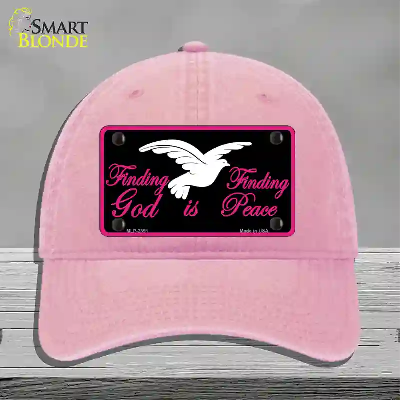 Finding God Finding Peace Black Novelty License Plate Hat Unconstructed Cotton / Pink