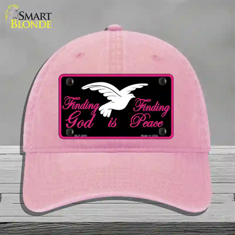 Finding God Finding Peace Black Novelty License Plate Hat Unconstructed Cotton / Pink