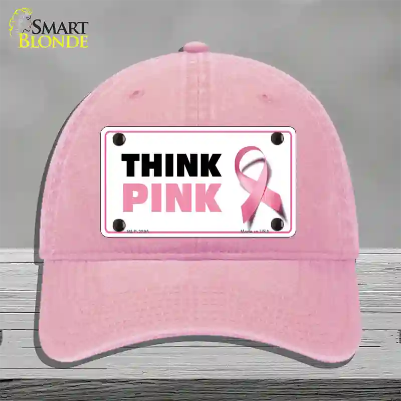 Think Pink Novelty License Plate Hat Sign Unconstructed Cotton / Pink