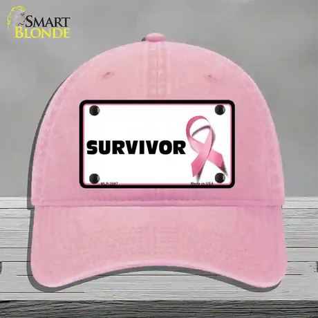 Survivor Breast Cancer Novelty License Plate Hat Unconstructed Cotton / Pink