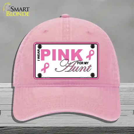 Pink For My Aunt Novelty License Plate Hat Unconstructed Cotton / Pink