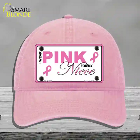 Pink For My Niece Novelty License Plate Hat Unconstructed Cotton / Pink