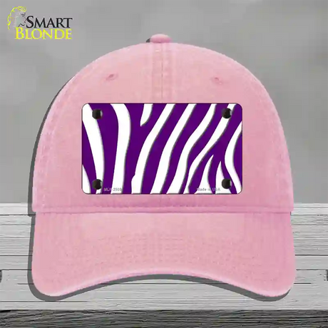 Purple White Zebra Novelty License Plate Hat Unconstructed Cotton / Pink