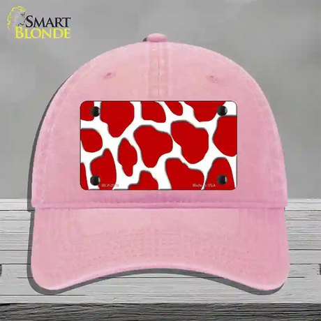 Red White Giraffe Novelty License Plate Hat Unconstructed Cotton / Pink