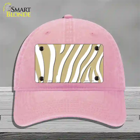 Gold White Zebra Novelty License Plate Hat Unconstructed Cotton / Pink