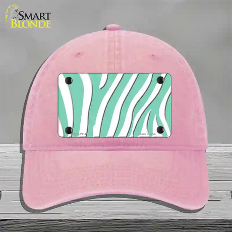 Mint White Zebra Novelty License Plate Hat Unconstructed Cotton / Pink