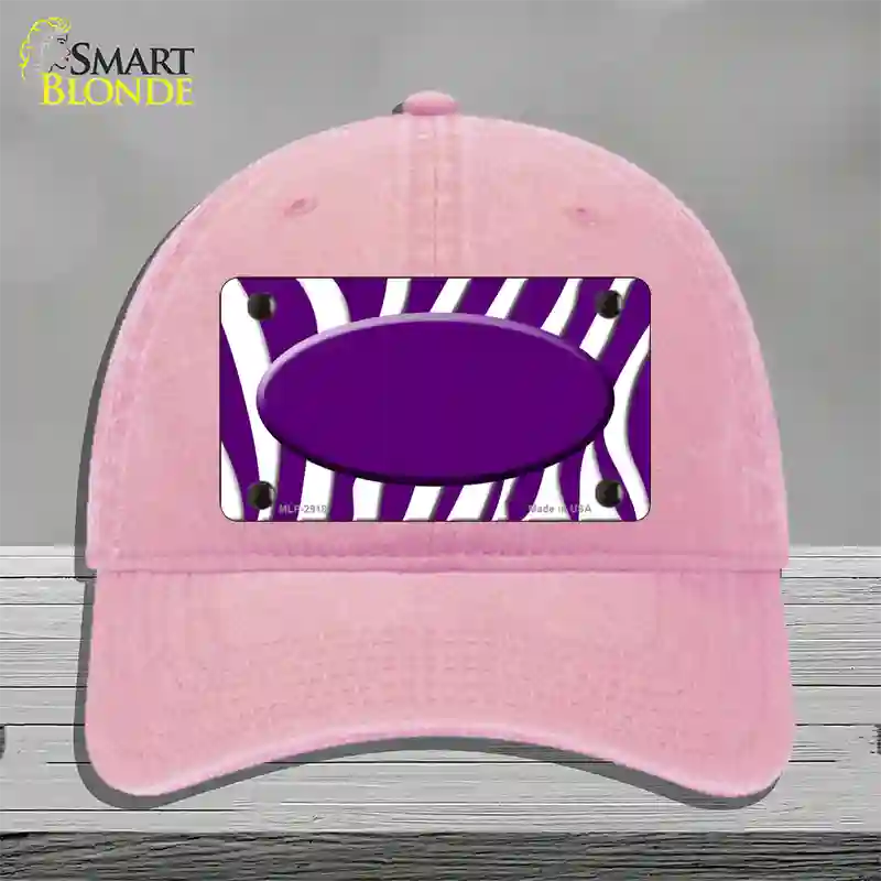 Purple White Zebra Purple Center Oval Novelty License Plate Hat Unconstructed Cotton / Pink