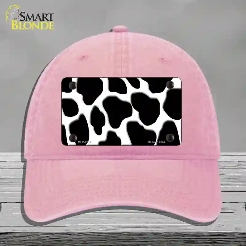 Black White Giraffe Novelty License Plate Hat Unconstructed Cotton / Pink