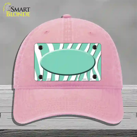 Mint White Zebra Mint Center Oval Novelty License Plate Hat Unconstructed Cotton / Pink