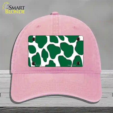 Green White Giraffe Novelty License Plate Hat Unconstructed Cotton / Pink