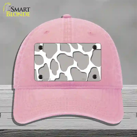 Grey White Giraffe Novelty License Plate Hat Unconstructed Cotton / Pink