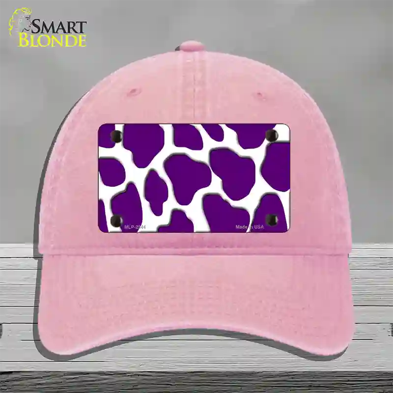 Purple White Giraffe Novelty License Plate Hat Unconstructed Cotton / Pink