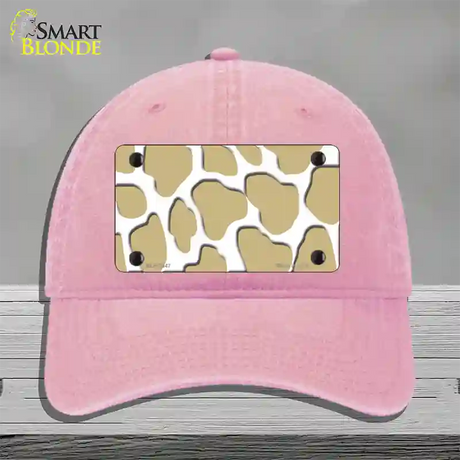 Gold White Giraffe Novelty License Plate Hat Unconstructed Cotton / Pink