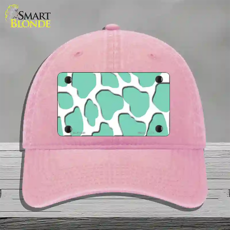 Mint White Giraffe Novelty License Plate Hat Unconstructed Cotton / Pink