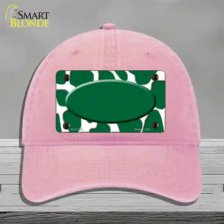 Green White Giraffe Green Center Oval Novelty License Plate Hat Unconstructed Cotton / Pink