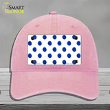 Blue White Polka Dot Novelty License Plate Hat Unconstructed Cotton / Pink