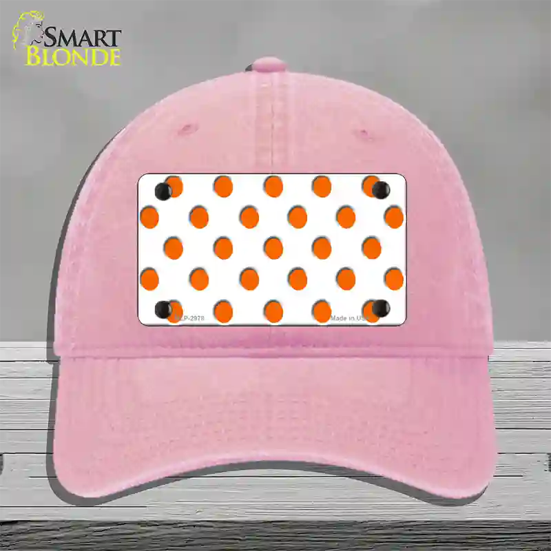 Orange White Polka Dot Novelty License Plate Hat Unconstructed Cotton / Pink