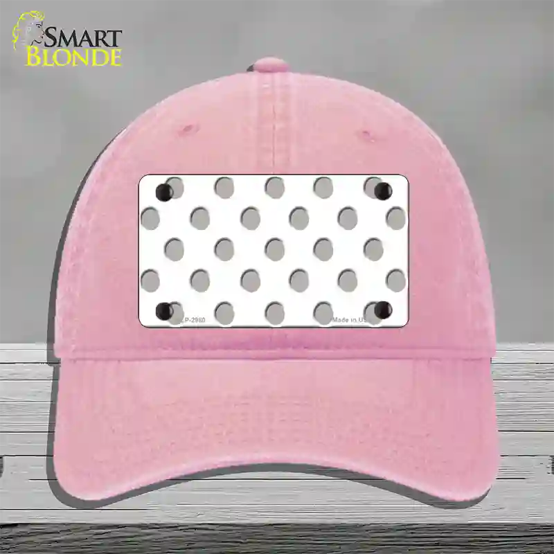 Grey White Polka Dot Novelty License Plate Hat Unconstructed Cotton / Pink