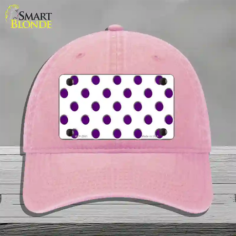 Purple White Polka Dot Novelty License Plate Hat Unconstructed Cotton / Pink