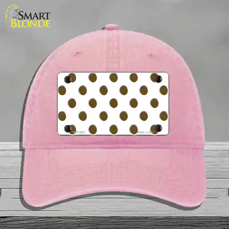 Brown White Polka Dot Novelty License Plate Hat Unconstructed Cotton / Pink