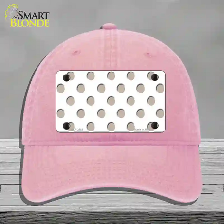 Tan White Polka Dot Novelty License Plate Hat Unconstructed Cotton / Pink