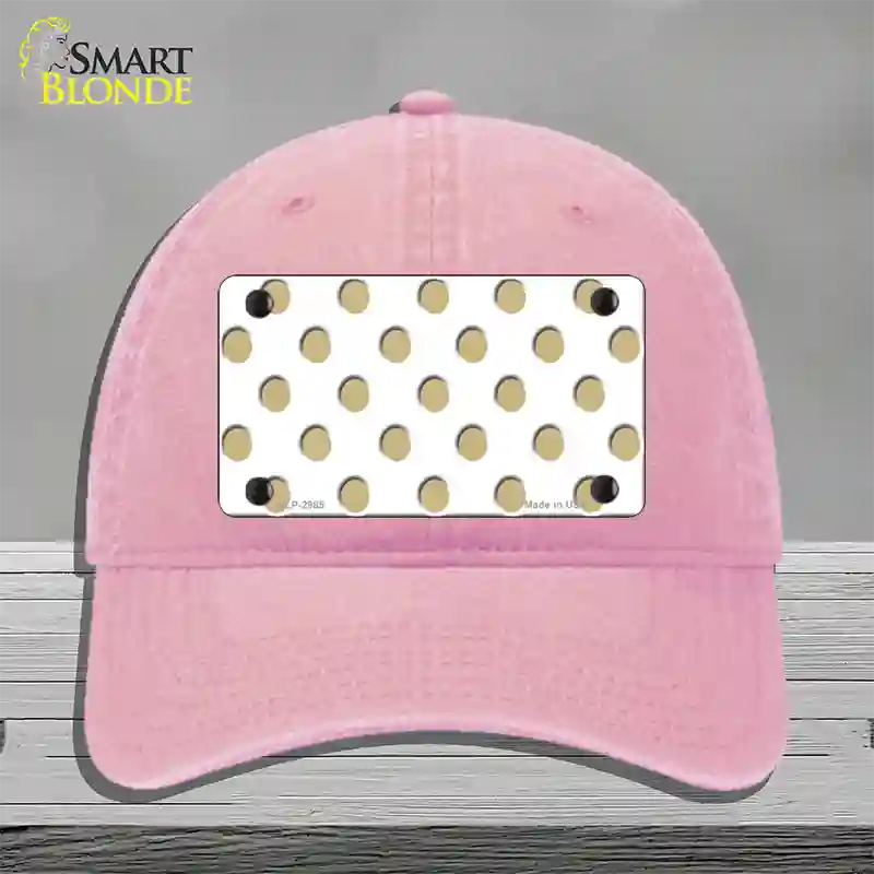 Gold White Polka Dot Novelty License Plate Hat Unconstructed Cotton / Pink