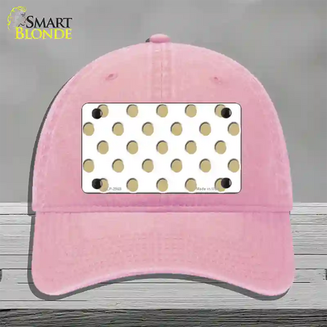 Gold White Polka Dot Novelty License Plate Hat Unconstructed Cotton / Pink