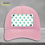 Mint White Polka Dot Novelty License Plate Hat Unconstructed Cotton / Pink