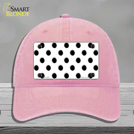 Black White Polka Dot Novelty License Plate Hat Unconstructed Cotton / Pink