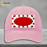 Red White Polka Dot Red Center Oval Novelty License Plate Hat Unconstructed Cotton / Pink