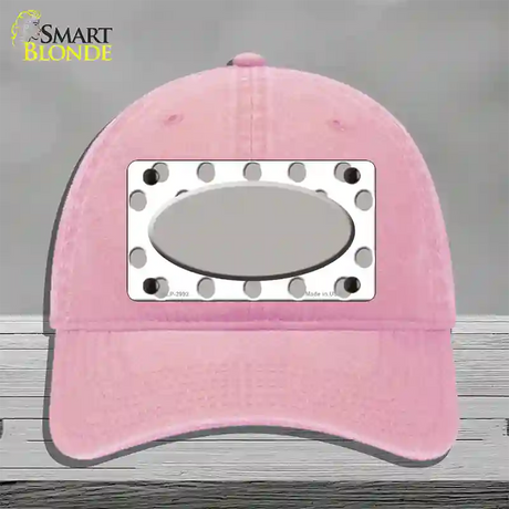 Grey White Polka Dot Grey Center Oval Novelty License Plate Hat Unconstructed Cotton / Pink