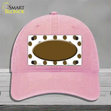 Brown White Polka Dot Brown Center Oval Novelty License Plate Hat Unconstructed Cotton / Pink