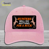 Hunters Will Do Anything Novelty License Plate Hat Unconstructed Cotton / Pink