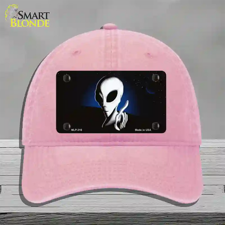 Space Alien Novelty License Plate Hat Unconstructed Cotton / Pink