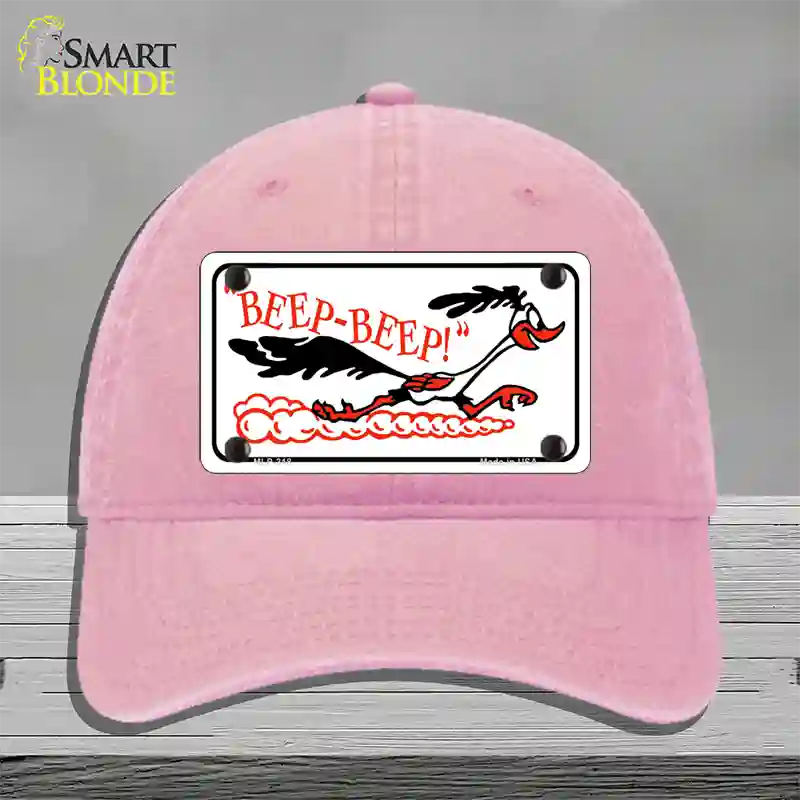 Beep Beep Roadrunner Novelty License Plate Hat Unconstructed Cotton / Pink