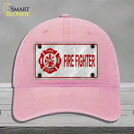 Firefighter Badge Novelty License Plate Hat Unconstructed Cotton / Pink