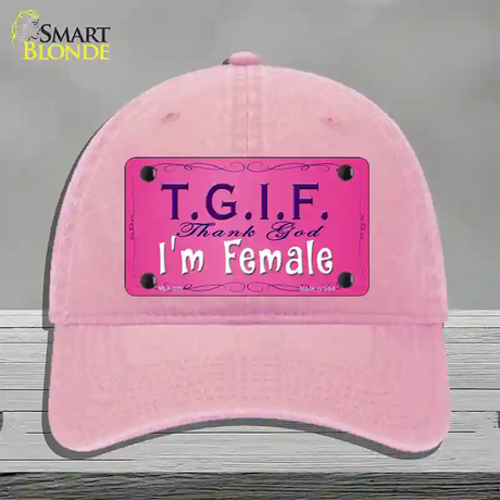 TGIF Novelty License Plate Hat Unconstructed Cotton / Pink