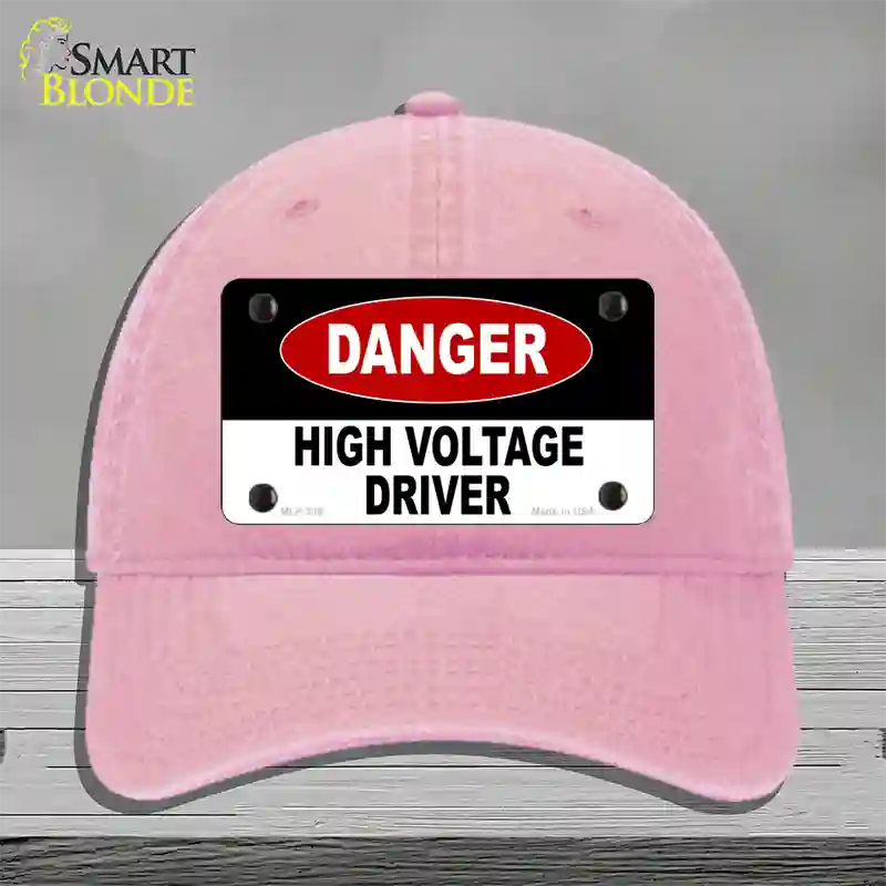 Danger High Voltage Driver Novelty License Plate Hat Unconstructed Cotton / Pink