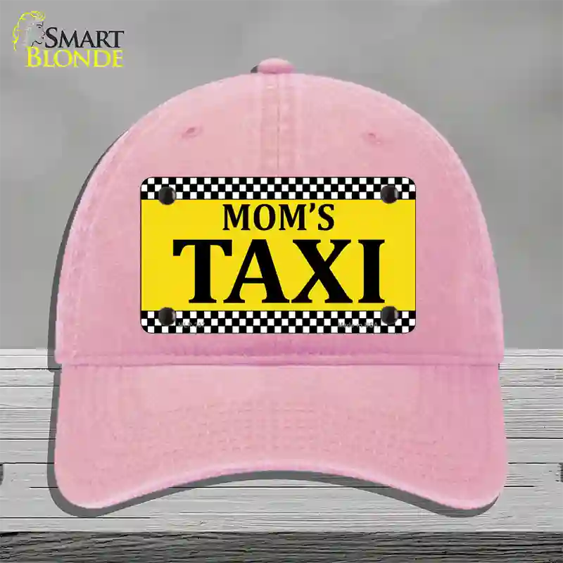 Moms Taxi Novelty License Plate Hat Unconstructed Cotton / Pink