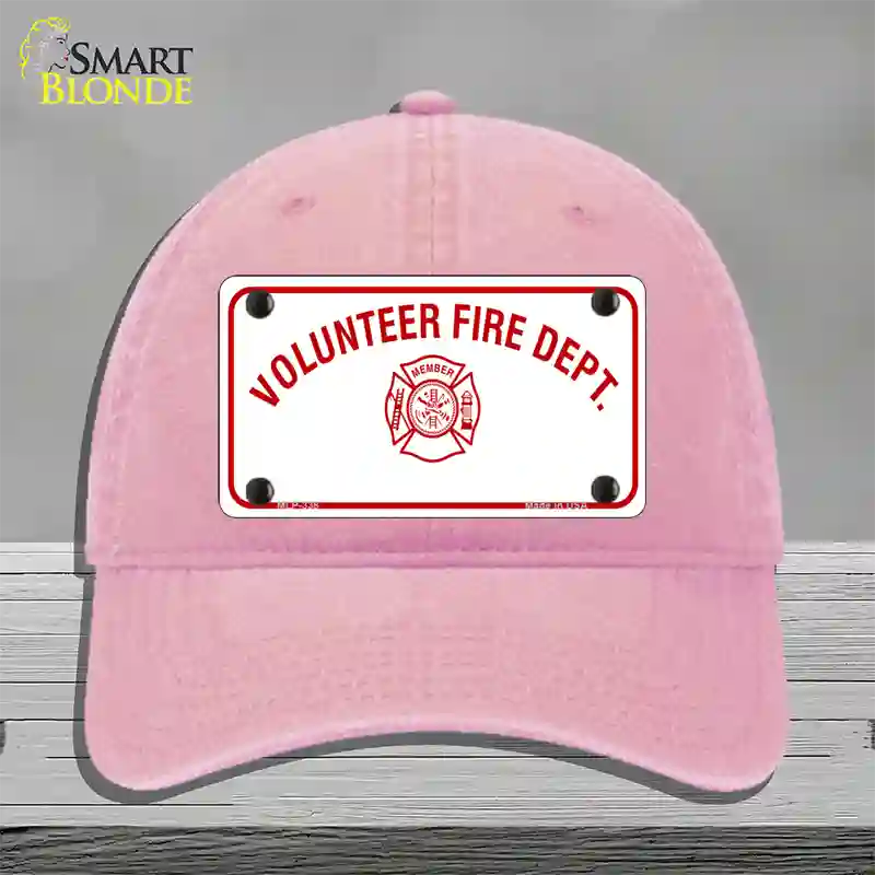 Volunteer Fire Department Novelty License Plate Hat Unconstructed Cotton / Pink